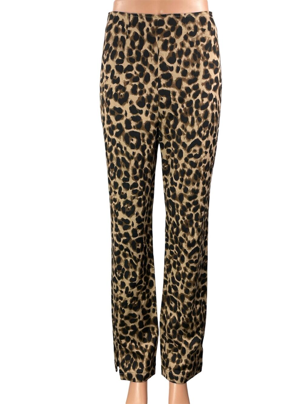Reformation Women Beige Leopard Animal Print Straight High Rise Trousers Pants 4